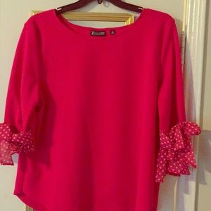 7th Avenue pink and poker dot blouse